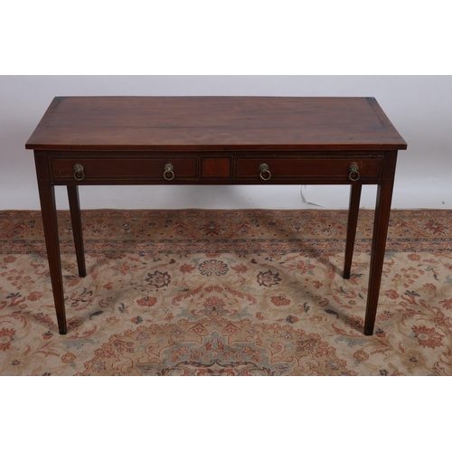 67 - A 19TH CENTURY MAHOGANY AND SATINWOOD INLAID SIDE TABLE of rectangular outline the shaped top with t... 