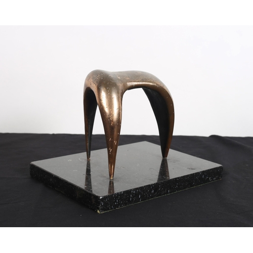 91 - after SHANE MCDONNELL 
A curved figure polished bronze on a marble base 
16cm (h) x 23cm (w) x 18cm ... 