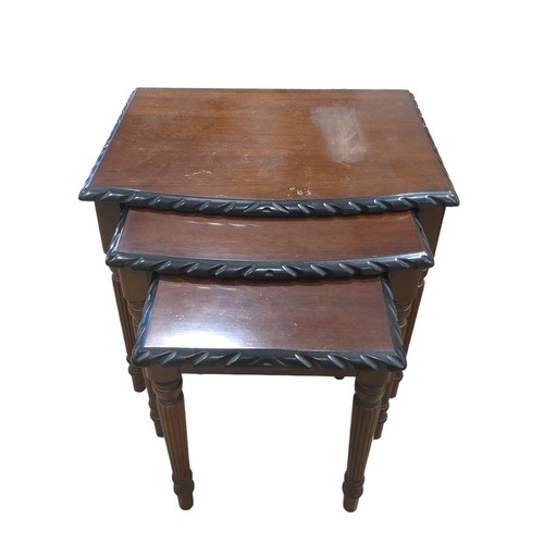 17 - A SET OF THREE EDWARDIAN MAHOGANY AND SATINWOOD INLAID SIDE CHAIRS each with a shaped top rail and p... 