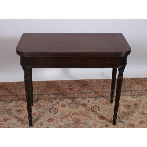 326 - A 19TH CENTURY MAHOGANY AND ROSEWOOD CROSSBANDED FOLDOVER SUPPER TABLE the rectangular hinged top wi... 