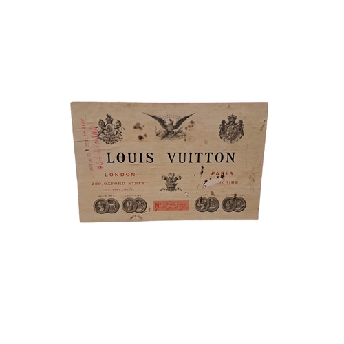 100 - A LOUIS VUITTON MALLE CABINE covered in striped canvas bound in wood and metal with brass studs flan... 