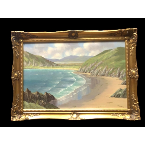 110 - GERRY MARJORAM Seashore Oil on canvas Signed lower right 49cm (h) x 73cm (w)