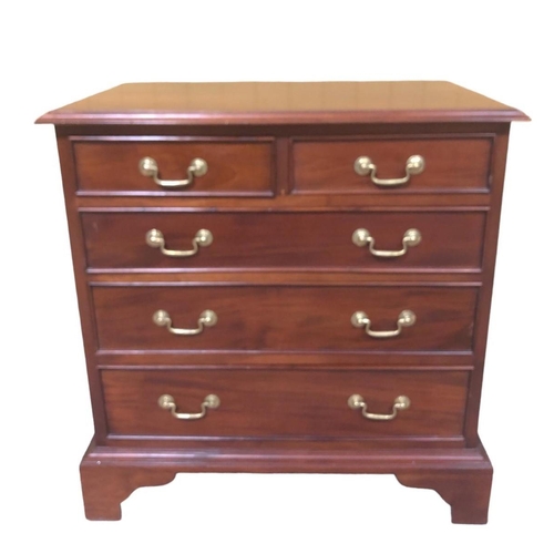 225 - A GEORGIAN STYLE MAHOGANY CHEST of rectangular outline the shaped top above two short and three long... 