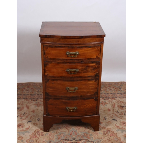 245 - AN EDWARDIAN MAHOGANY AND ROSEWOOD CROSSBANDED CHEST of demi lune outline the shaped top with four l... 