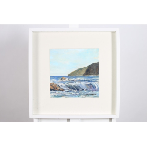 315 - MARGARET HAYDEN Seascape with Cliffs Oil on board Signed lower right 28cm (h) x 29cm (w)