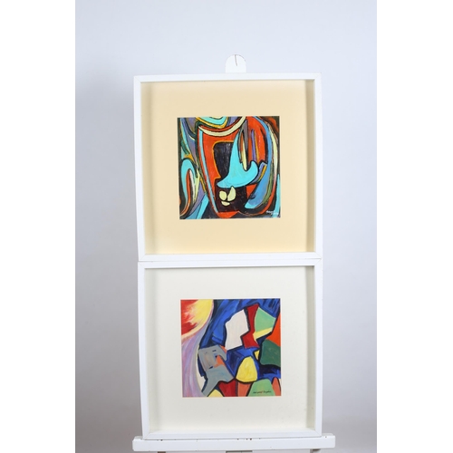 316 - MARGARET HAYDEN Abstract Compositions Oil on board Each signed lower right A pair 30cm (h) x 28cm (w... 