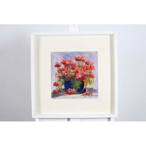 317 - MARGARET HAYDEN Still Life, Flowers in a Jardiniere on a Table Oil on board Signed lower right 30cm ... 