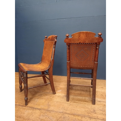 408 - A PAIR OF VINTAGE MAHOGANY AND BENTWOOD SIDE CHAIRS each with a rectangular arched top rail above a ... 