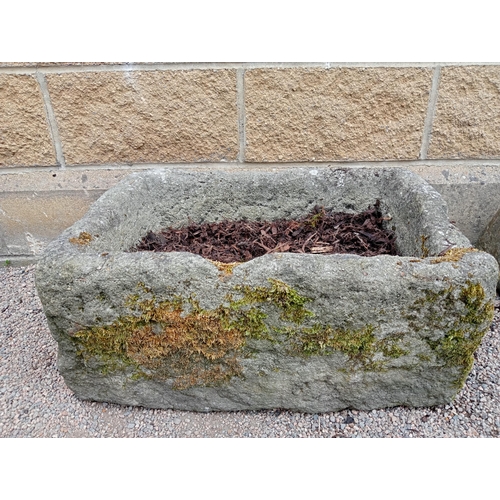 428 - A 19TH CENTURY GRANITE TROUGH of rectangular form 24cm (h) x 60cm (w) x 40cm (d)