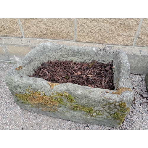 428 - A 19TH CENTURY GRANITE TROUGH of rectangular form 24cm (h) x 60cm (w) x 40cm (d)