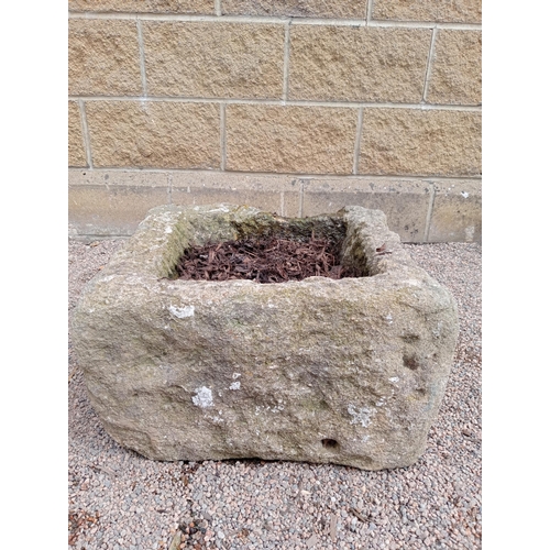 429 - A COMPOSITION STONE TROUGH of square form 32cm (h) x 53cm (w) x 53cm (d)