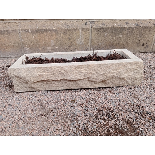 431 - A COMPOSITION STONE PLANTER of rectangular form 12cm (h) x 60cm (w) x 24cm (d)