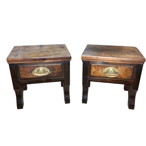 515 - A PAIR OF EDWARDIAN MAHOGANY AND BURR WALNUT JEWELLERY CHESTS each of rectangular outline the shaped... 