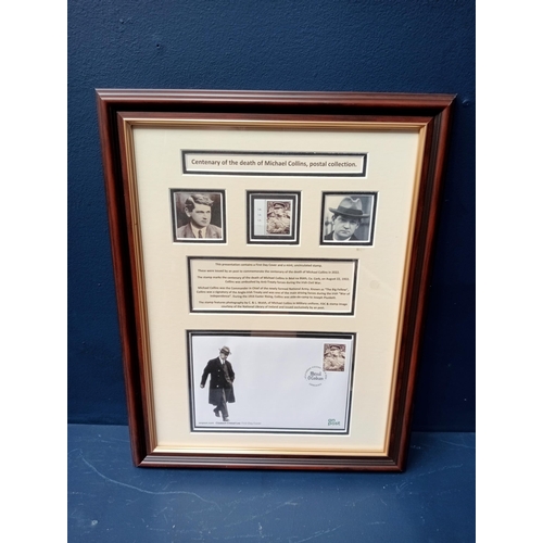 522 - A FRAMED CENTENARY OF THE DEATH OF MICHAEL COLLINS POSTAL COLLECTION in stained wood and gilt frame ... 