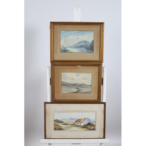 735 - A.B. BATH Seascapes Watercolours A pair 16cm (h) x 25cm (w), GEORGE GALT Cottage Scene with Figure S... 