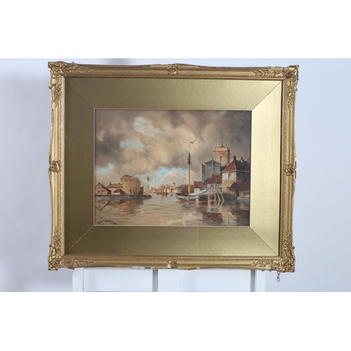 750 - L. VAN STAATEN Near Delft Watercolour Signed lower left 30cm (h) x 39cm (w)