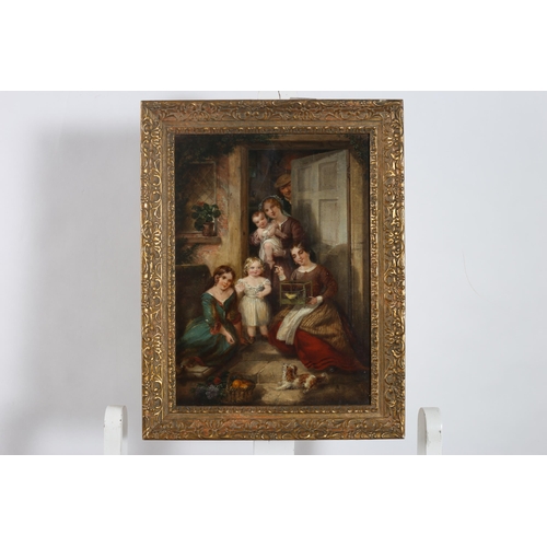 755 - 19TH CENTURY The Pets Oil on panel Inscribed verso 'The Pets painted for the Countess of Tyrconnell ... 