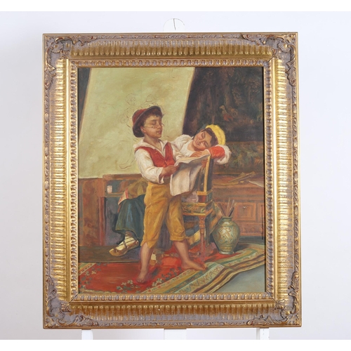 119 - INTERIOR SCENE WITH CHILDREN REHEARSING Oil on canvas 59cm (h) x 48cm (w), EILEEN M. WYON Flower Gir... 