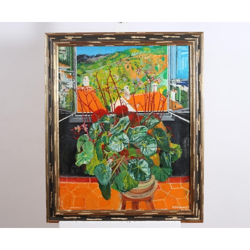 131 - M. MENENDEZ Summer Window Oil on canvas Signed lower right, dated 79cm (h) x 63cm (w)