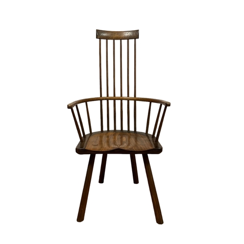 143 - AN ERIC CONNOR ELMWOOD WINDSOR CHAIR of typical form