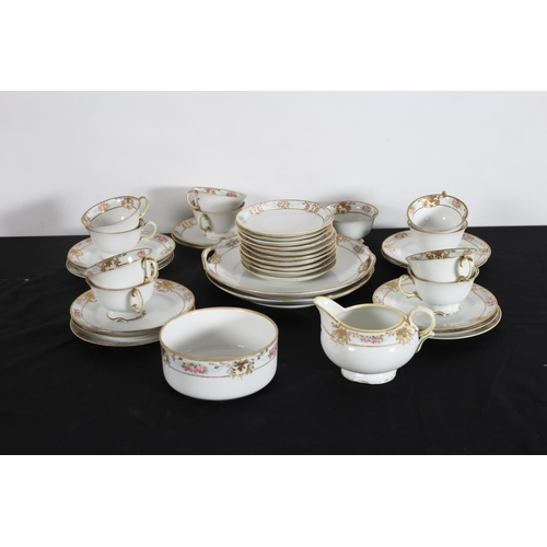 145 - A THIRTY EIGHT PIECE NORITAKE BONE CHINA TEASET the white ground with gilt and floral decoration tog... 