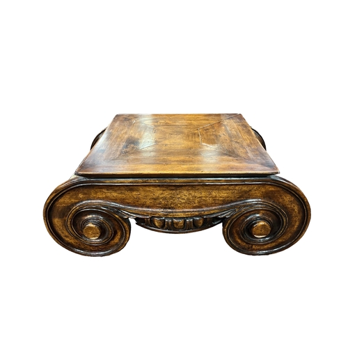 A CHERRYWOOD GREEK ROMAN DESIGN COFFEE TABLE of rectangular outline on ...