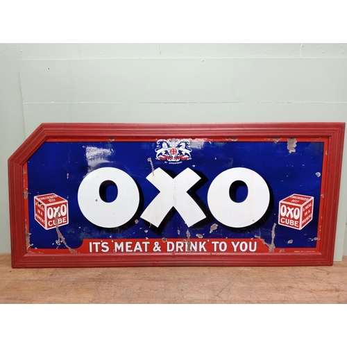 659 - A VINTAGE ENAMEL SIGN advertising OXO inscribed 'It's Meat and Drink to You' 110cm (h) x 240cm (w)