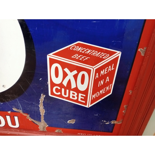 659 - A VINTAGE ENAMEL SIGN advertising OXO inscribed 'It's Meat and Drink to You' 110cm (h) x 240cm (w)