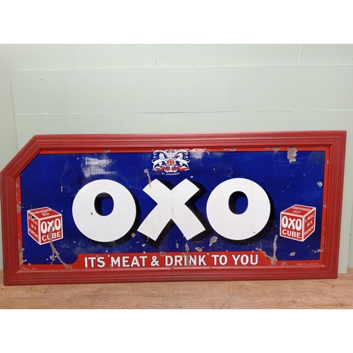 659 - A VINTAGE ENAMEL SIGN advertising OXO inscribed 'It's Meat and Drink to You' 110cm (h) x 240cm (w)