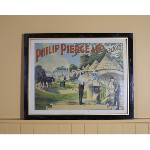 764 - A VINTAGE COLOURED ADVERTISING PRINT Inscribed 'Philip Pierce & Company Wexford 59 Rue de Flandre Pa... 