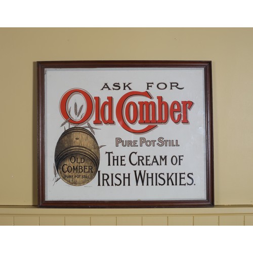 765 - A VINTAGE COLOURED ADVERTISING PRINT Inscribed 'Ask for Old Comber Pure Pot Still Irish Whiskeys' 46... 