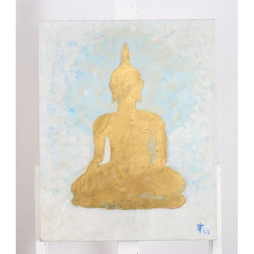 237 - ANTHONY O'BRIEN Study of a Seated Buddha Oil on canvas laid on board Indistinctly monogrammed lower ... 