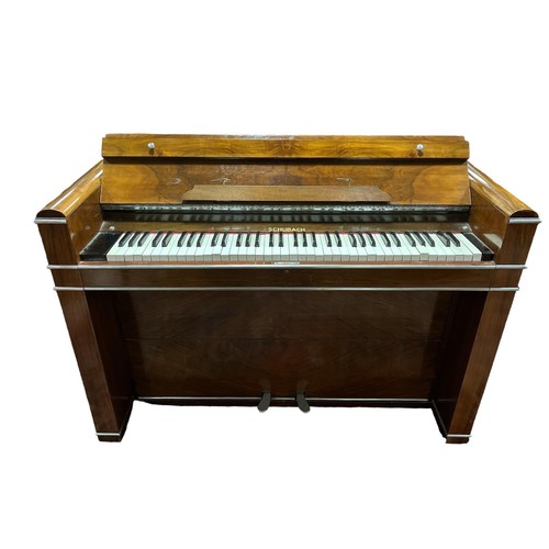 262 - A SCHUBACH ART DECO WALNUT CASED UPRIGHT PIANO 88cm (h) x 126cm (w) x 42cm (d)