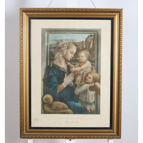 298 - A 19TH CENTURY BLACK AND WHITE ENGRAVING in birds eye maple frame 58cm (h) x 54cm (w), MADONNA AND C... 