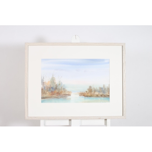 589 - ZARA BYRNE Lake Scene Watercolour Signed lower right 31cm (h) x 47cm (w), CHINESE SCHOOL Abstract Co... 