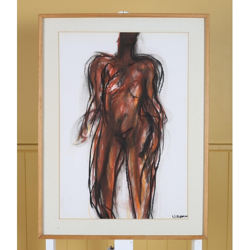 156 - VICKIE OLVERSON African Dance A pastel on paper Signed lower right Bears label verso 58cm (h) x 40cm... 