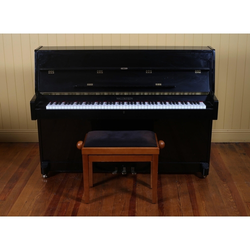 196 - A WALDSTEIN BLACK LACQUERED CASED UPRIGHT PIANO steel frame and overstrung Serial no. UP108D1-107698... 