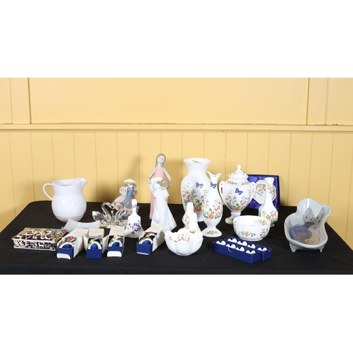 369 - A MISCELLANEOUS COLLECTION to include two Lladro figures, a collection of Aynsley China vases, eight... 