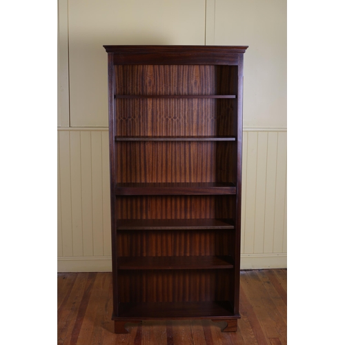 43 - A MAHOGANY SIX TIER OPEN FRONT BOOKSHELF with four adjustable shelves on bracket feet 188cm (h) x 89... 