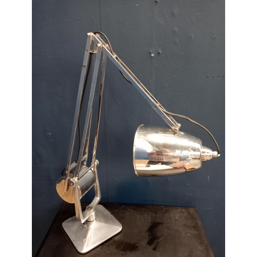 463 - A CHROME ANGLE POISE TABLE LAMP with adjustable shade raised on a square base 60cm (h) x 40cm (w) x ... 