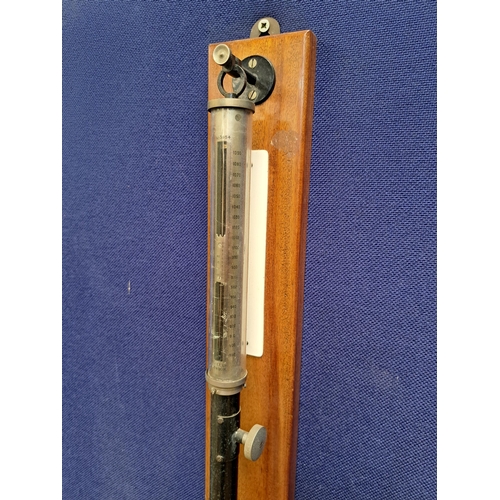 489 - A CASELLA OF LONDON STICK BAROMETER AND THERMOMETER on a hardwood backplate 104cm (h) x 9cm (w) x 8c... 