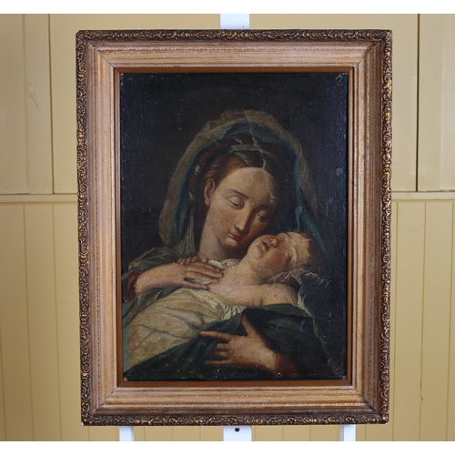 574 - MADONNA AND CHILD Oil on canvas 63cm (h) x 46cm (w)