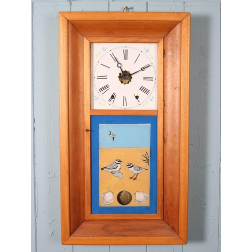 610 - FOUR AMERICAN DROP DIAL WALL CLOCKS each of rectangular form with painted dials and Roman numerals a... 