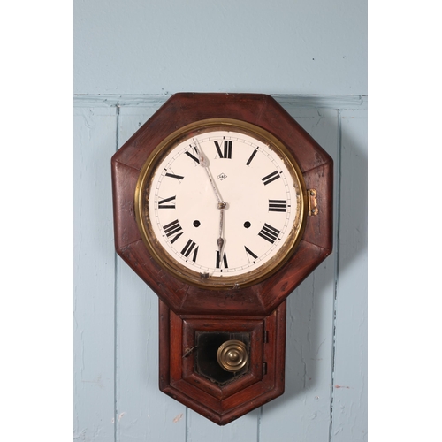 612 - EIGHT VINTAGE, AND LATER WALL CLOCKS to include two 'wagon on the wall' examples (8)