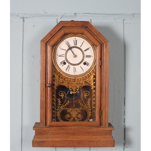 612 - EIGHT VINTAGE, AND LATER WALL CLOCKS to include two 'wagon on the wall' examples (8)