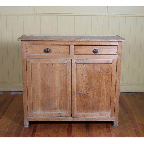 619 - A VINTAGE PINE SIDE CABINET with two frieze drawers and cupboards 108cm (h) x 122cm (w) x 43cm (d) t... 