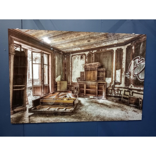 629 - INTERIOR SCENE Study of an Old Room A coloured print on Glazed panel 120cm (h) x 180cm (w)