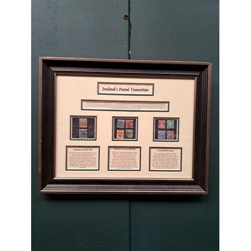 644 - IRELAND'S POSTAL TRANSITION (restrike) in moulded frame 36cm (h) x 46cm (w)