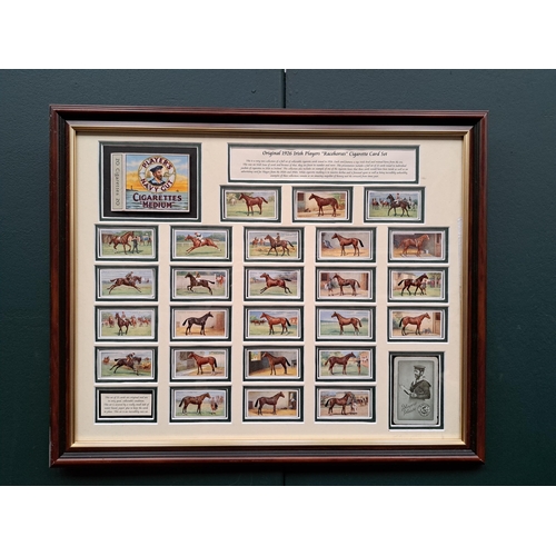 646 - ORIGINAL 1926 IRISH PLAYERS RACEHORSE CIGARETTE FRAMED CARD SET 46cm (h) x 56cm (w)