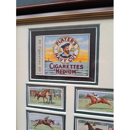 646 - ORIGINAL 1926 IRISH PLAYERS RACEHORSE CIGARETTE FRAMED CARD SET 46cm (h) x 56cm (w)